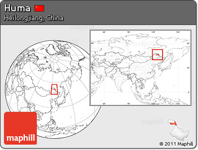 Blank Location Map of Huma, highlighted parent region, within the entire country