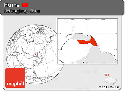 Blank Location Map of Huma, highlighted parent region