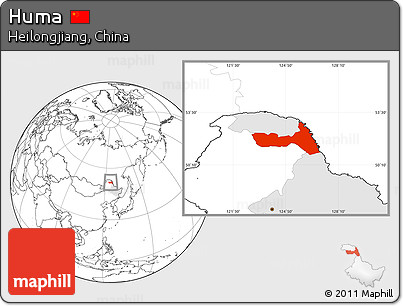 Blank Location Map of Huma, highlighted parent region