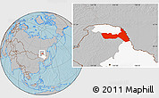 Gray Location Map of Huma, highlighted parent region, hill shading