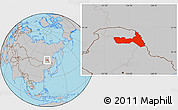 Gray Location Map of Huma