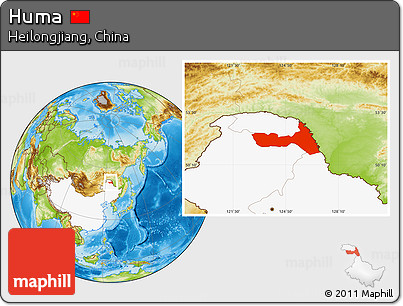 Physical Location Map of Huma, highlighted country