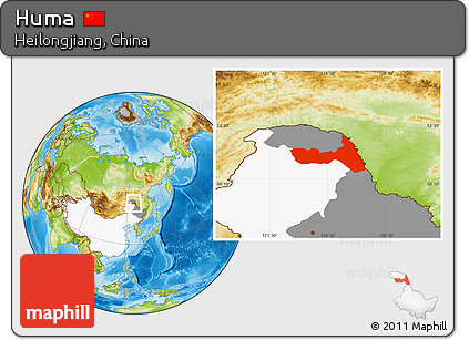 Physical Location Map of Huma, highlighted country, highlighted parent region