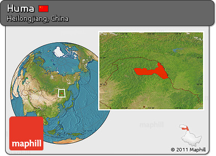 Satellite Location Map of Huma