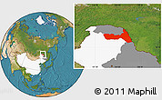 Satellite Location Map of Huma, highlighted country, highlighted parent region