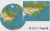 Satellite Location Map of Huma, highlighted parent region, within the entire country