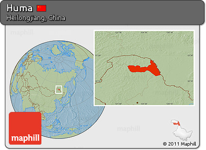 Savanna Style Location Map of Huma, hill shading