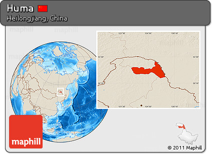 Shaded Relief Location Map of Huma