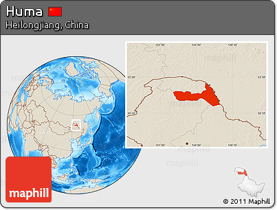 Shaded Relief Location Map of Huma
