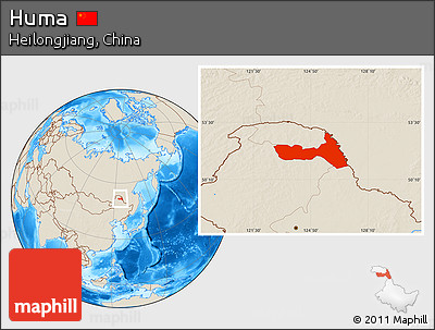 Shaded Relief Location Map of Huma