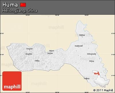 Classic Style Map of Huma, single color outside