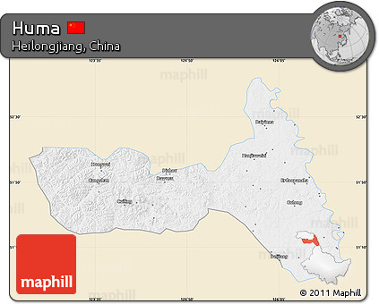 Classic Style Map of Huma, single color outside