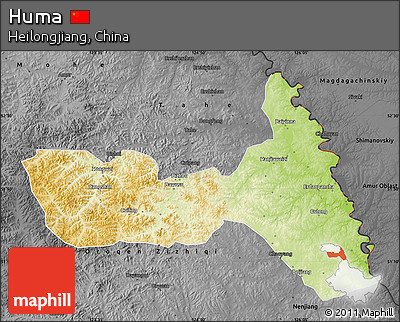 Physical Map of Huma, darken, desaturated