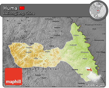 Physical Map of Huma, darken, desaturated