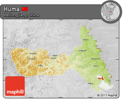 Physical Map of Huma, lighten, desaturated