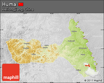 Physical Map of Huma, lighten, desaturated