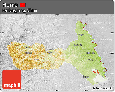 Physical Map of Huma, lighten, desaturated