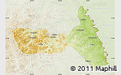 Physical Map of Huma, lighten