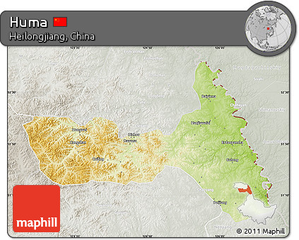 Physical Map of Huma, lighten, semi-desaturated
