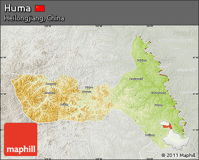 Physical Map of Huma, lighten, semi-desaturated