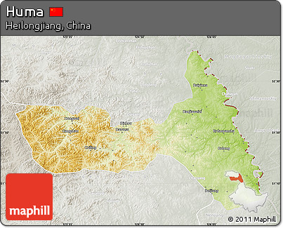 Physical Map of Huma, lighten, semi-desaturated