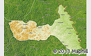 Physical Map of Huma, satellite outside