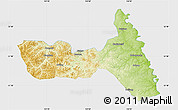 Physical Map of Huma, single color outside