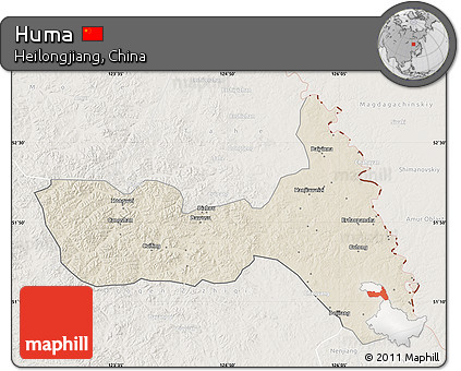 Shaded Relief Map of Huma, lighten