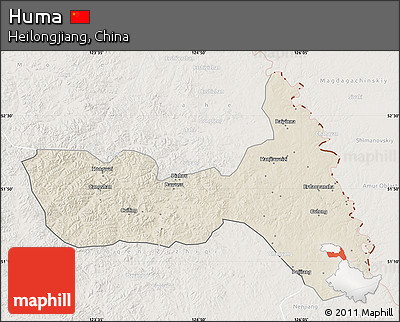 Shaded Relief Map of Huma, lighten