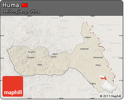 Shaded Relief Map of Huma, lighten