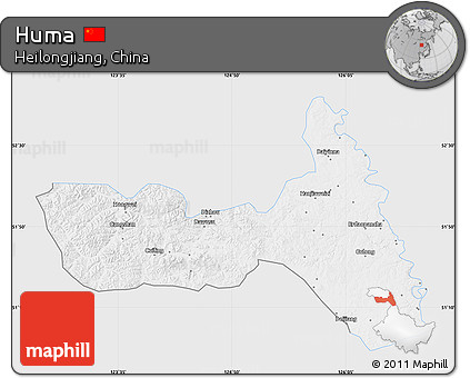Silver Style Map of Huma, single color outside