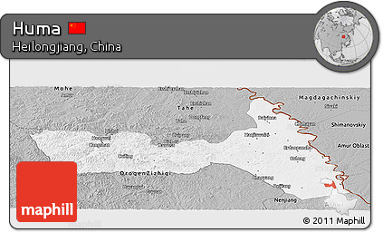 Gray Panoramic Map of Huma