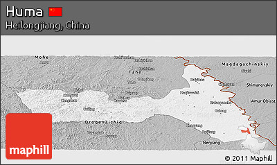 Gray Panoramic Map of Huma