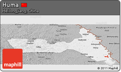 Gray Panoramic Map of Huma