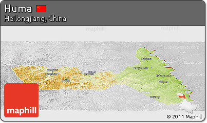 Physical Panoramic Map of Huma, lighten, desaturated