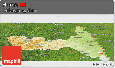 Physical Panoramic Map of Huma, satellite outside