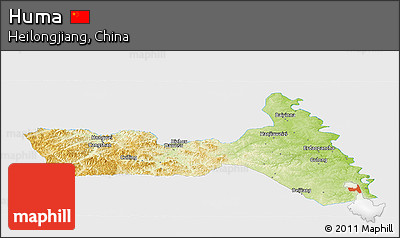 Physical Panoramic Map of Huma, single color outside