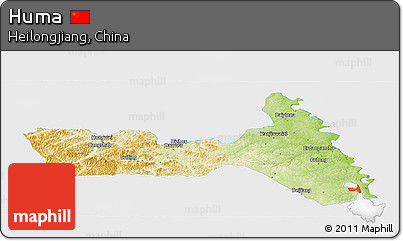 Physical Panoramic Map of Huma, single color outside