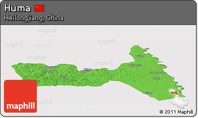 Political Panoramic Map of Huma, cropped outside