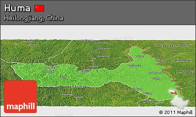 Political Panoramic Map of Huma, satellite outside