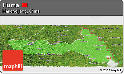 Political Panoramic Map of Huma, satellite outside