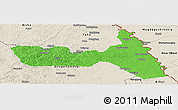 Political Panoramic Map of Huma, shaded relief outside