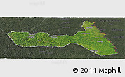 Satellite Panoramic Map of Huma, darken, semi-desaturated