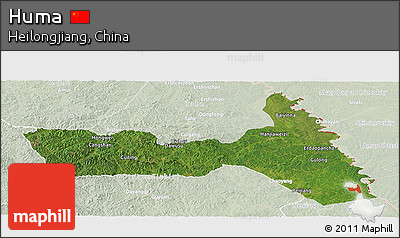 Satellite Panoramic Map of Huma, lighten