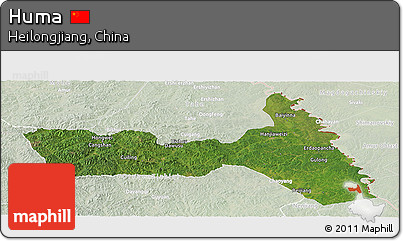 Satellite Panoramic Map of Huma, lighten