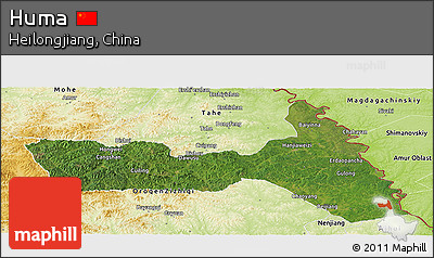 Satellite Panoramic Map of Huma, physical outside