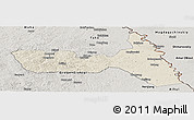 Shaded Relief Panoramic Map of Huma, semi-desaturated