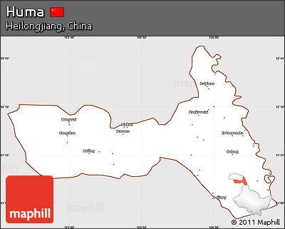 Classic Style Simple Map of Huma, cropped outside
