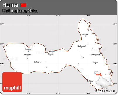 Classic Style Simple Map of Huma, cropped outside