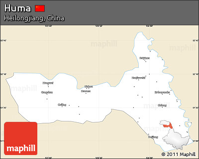 Classic Style Simple Map of Huma, single color outside